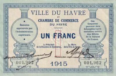 France 1 Franc - Havre - Chamber of Commerce - 1915