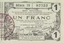 France 1 Franc - Laon - Bon R&eacute;gional - 16-06-1916 - S&eacute;rie 19