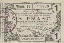 France 1 Franc - Laon - Regional Coupon - 16-06-1916 - Serial 19