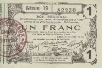 France 1 Franc - Laon - Regional Coupon - 16-06-1916 - Serial 19