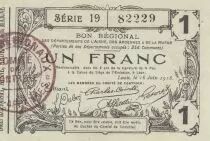 France 1 Franc - Laon - Regional Coupon - 16-06-1916 - Serial 19