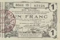 France 1 Franc - Laon - Regional Coupon - 16-06-1916 - Serial 19