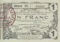 France 1 Franc - Laon - Regional Coupon - 16-06-1916 - Serial 20
