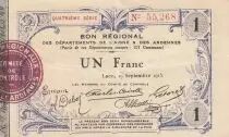 France 1 Franc - Laon - Regional Coupon - 19-09-1915 - Fourth Serial