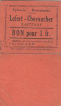 France 1 Franc - Lefert - Chevaucher - 1914-1918 - Santenay