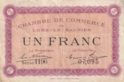 France 1 Franc - Lons-le-Saunier - Chambre de Commerce - 1918 - S�rie 1196