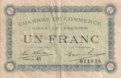 France 1 Franc - Lons-le-Saunier - Chambre de Commerce - 1920 - S�rie 41