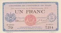 France 1 Franc - Lyon - Chamber of Commerce - 09-09-1915 - Second Serial