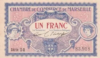 France 1 Franc - Marseille - Chamber of Commerce - 05-06-1917 - Serial X-R