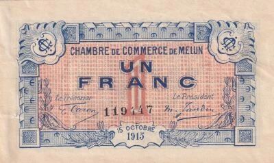France 1 Franc - Melun Chamber of Commerce 1915