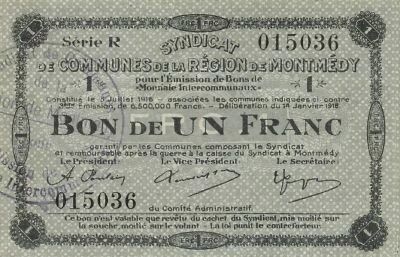 France 1 Franc - Montmedy Region - 14-01-1918