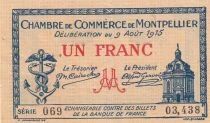 France 1 Franc - Montpellier - Chambre de Commerce - 1915 - S&eacute;rie 069