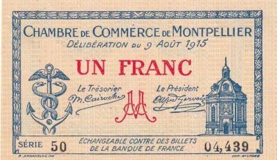 France 1 Franc - Montpellier - Chambre de Commerce - 1915 - S�rie 50