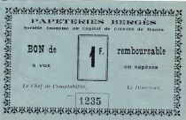France 1 Franc - Papeteries Berg&egrave;s - Lancey - N&deg;1235 - 1915