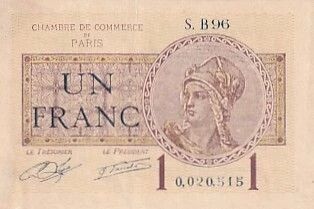 France 1 Franc - Paris Chamber of Commerce - 1920 - S.B96