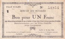 France 1 Franc - Refugee Services- Alès - 1940 - N°51874