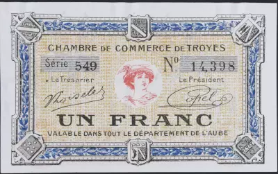 France 1 Franc - Troyes Chamber of Commerce 1918 - PROMO