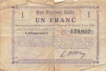 France 1 Franc - Unified Regional Bill - City of Lehaucourt
