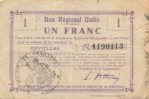 France 1 Franc - Unified Regional Bill - City of Urvillers