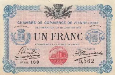 France 1 Franc - Vienne Chamber of Commerce - 18-01-1916 - Serial 133