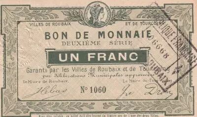 France 1 Franc - Ville -  Roubaix-Tourcoing  - 2�me s�rie