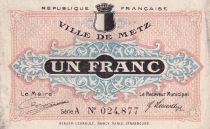 France 1 Franc - Ville de Metz - 1918