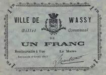 France 1 Franc - Ville de Wassy - 1917 - P.52-51
