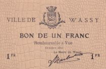 France 1 Franc - Ville de Wassy - Octobre 1915
