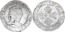 France 1 Franc, Henri III  Col Plat - 1577 B Rouen - Argent - TTB