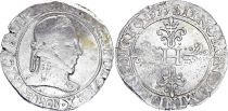 France 1 Franc, Henri III  Col Plat - 1577 B Rouen - Silver - VF