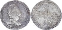 France 1 Franc, Henri III  Col Plat - 1579 B Rouen - Argent - TB+