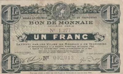 France 1 Franc -Ville -  Roubaix-Tourcoing  - 8�me s�rie