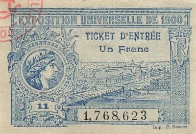 France 1-franc banknote for the Paris World\'s Fair?1900?valid as an admission ticket to the Olympic Games