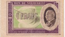 France 1 Franc Bon de Solidarité Pétain - Bol de Soupe 1941-1942 - TB +