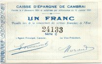 France 1 Franc Cambrai Caisse d´Epargne