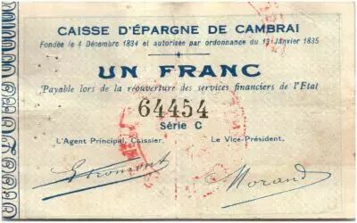 France 1 Franc Cambrai Caisse d�Epargne