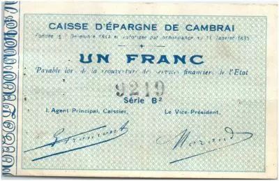 France 1 Franc Cambrai Caisse d�Epargne