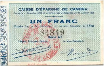 France 1 Franc Cambrai Caisse d�Epargne