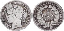 France 1 Franc Ceres - 1871 A Paris - Silver