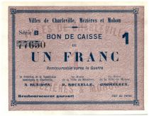 France 1 Franc Charleville-Mézières Cities - Charleville, Mézières et Mohon - 1915