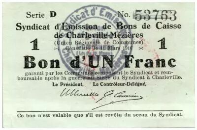 France 1 Franc Charleville-M�zi�res City - 1916