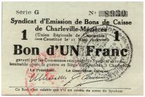 France 1 Franc Charleville-Mézières Commune - 1916