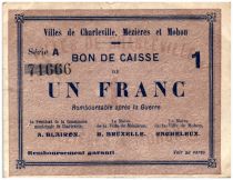 France 1 Franc Charleville-Mézières-Mohon Cities - Charleville, Mézières et Mohon - 1915