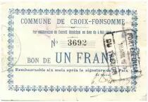 France 1 Franc Croix-Fonsomme Commune - 1915