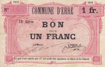 France 1 Franc Erre City - 1915