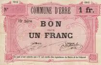France 1 Franc Erre City - 1915