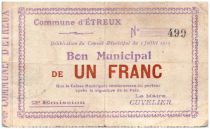 France 1 Franc Etreux Commune - 1915