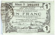 France 1 Franc Hirson Regional - 1917