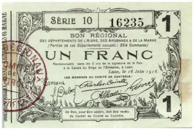 France 1 Franc Laon R�gional - 1916