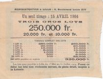 France 1 Franc Loterie Ligue du Nord contre la Tuberculose - 1903 - TTB